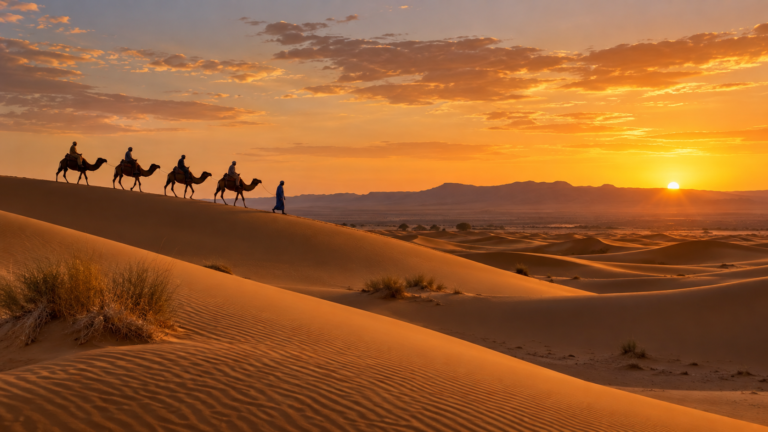 Dunes du Sahara marocain entre Fès et Marrakech